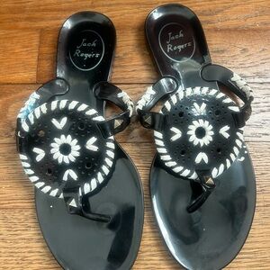 Jack Rogers Georgica Black and White Thong Sandal